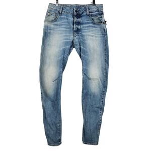 VTG G-Star RAW Mens Arc Zip 3D Slim Jeans 30x30 Light Blue Denim Button Fly GUC